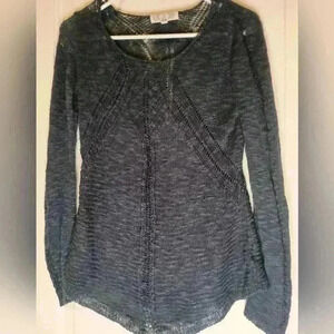 2 FOR $25 Dark Gray PINK ROSE long‎ sleeve knit top- (#449)